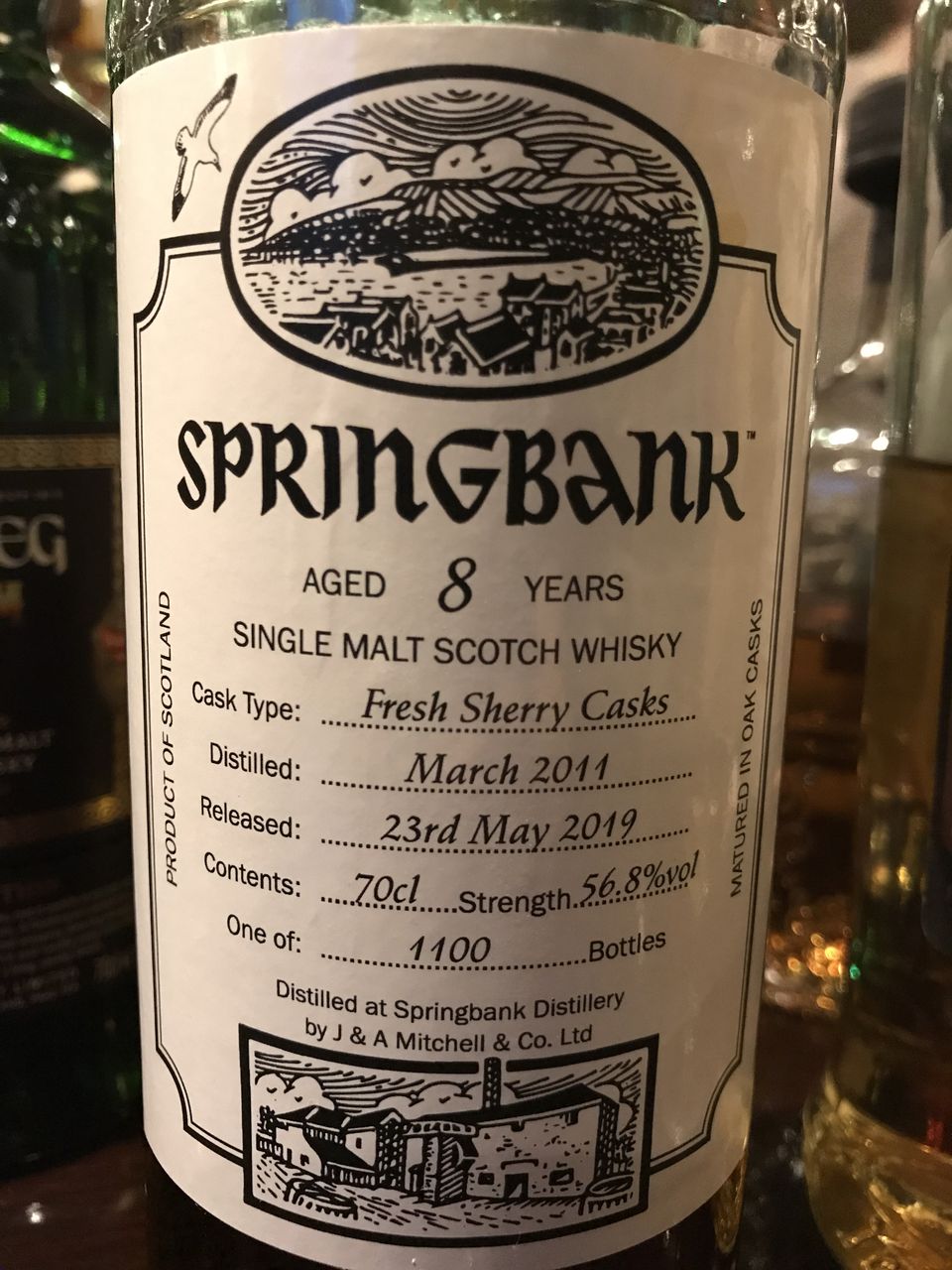 スプリングバンク SPRINGBANK 8年 黒ラベル ウイスキー特級 未開