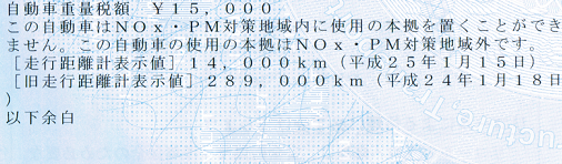 車検証の走行距離の記載 ダットラめざせ62万
