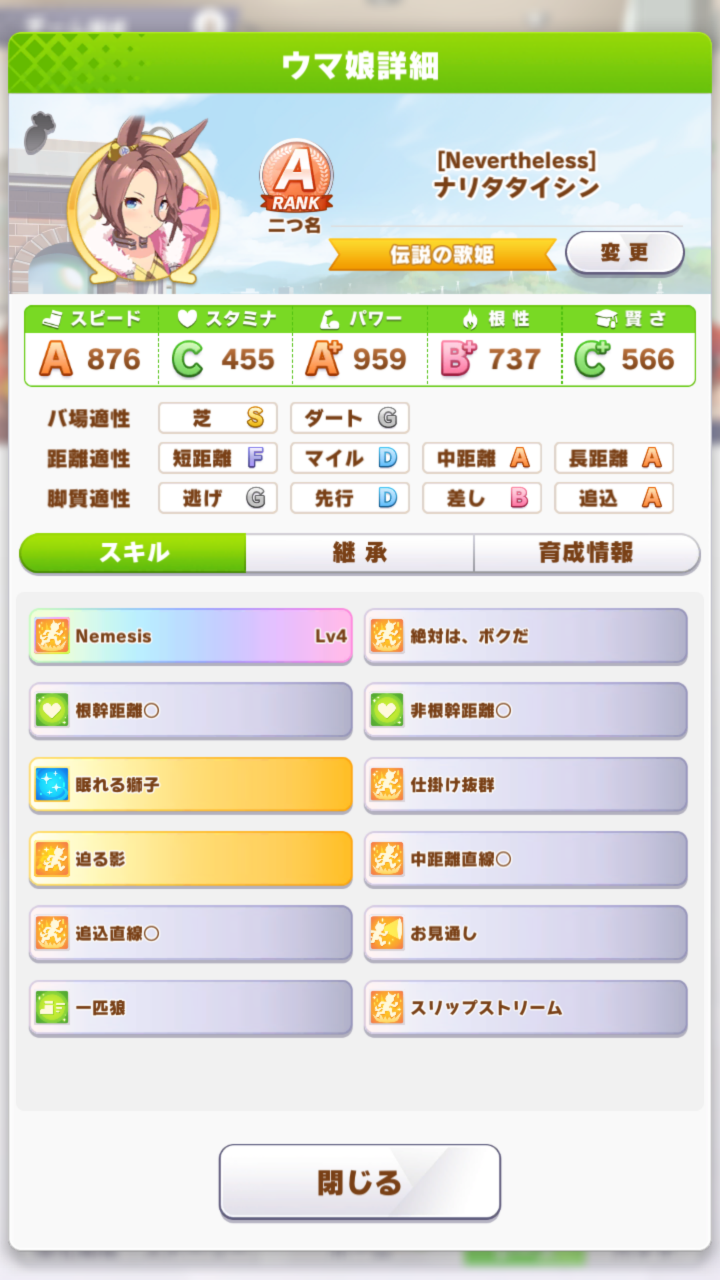 ウマ娘 ナリタタイシンの根性育成は 評価点高いだけであまり勝てない ウマ娘のリセマラ速報