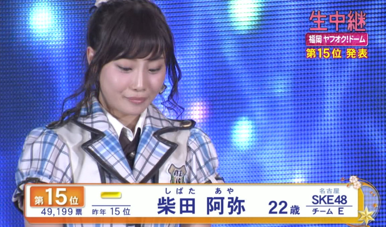 第7回akb48選抜総選挙でske48柴田阿弥は15位 先輩の脅威 後輩の壁でありたい Ske48と柴田阿弥まとめ