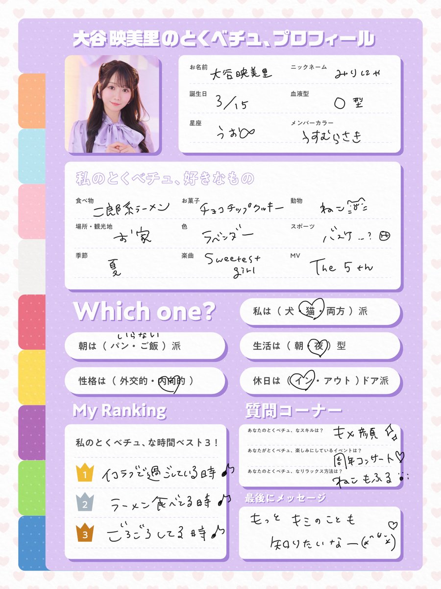 イコラブ] ＝LOVEメンバーの『とくべチュ』を集めたプロフィール帳を
