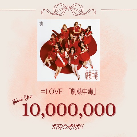 イコラブ] ＝LOVE『劇薬中毒』ストリーミング累計1000万回再生を突破