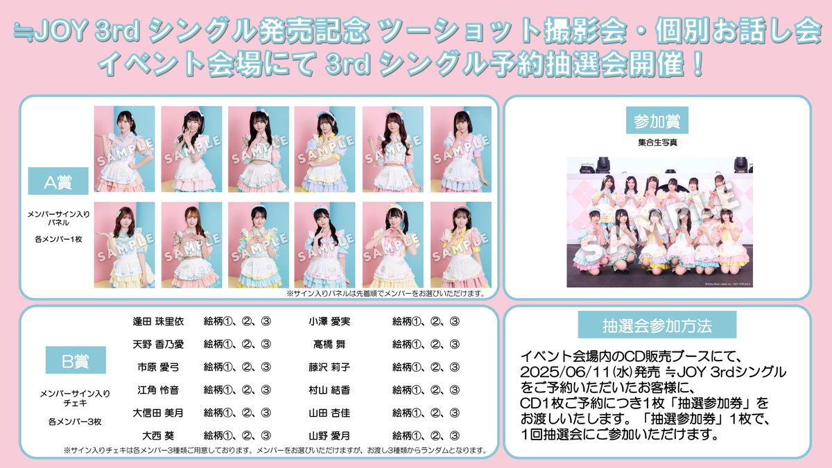 ≒JOY 山野愛月 3周年衣装 メンバーサイン入チェキ B賞 2025年