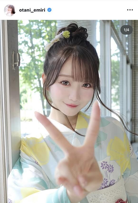 イコラブ] 大谷映美里、黄色×水色の浴衣姿でピース！ 最新曲では