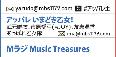 [ニアジョイ] MBSラジオ改編　市原愛弓、武元唯衣、友恵温香出演　新番組『アッパレ いまどき乙女！』が10月スタート！！