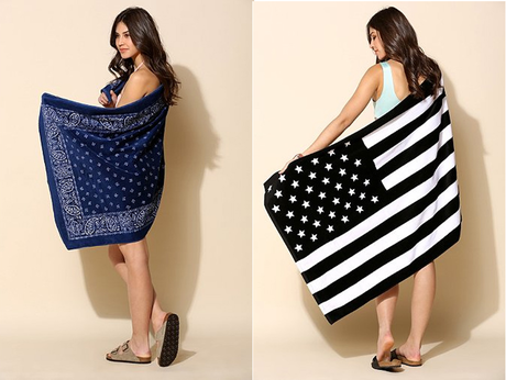 Handkerchief & American Flag Beach Towel