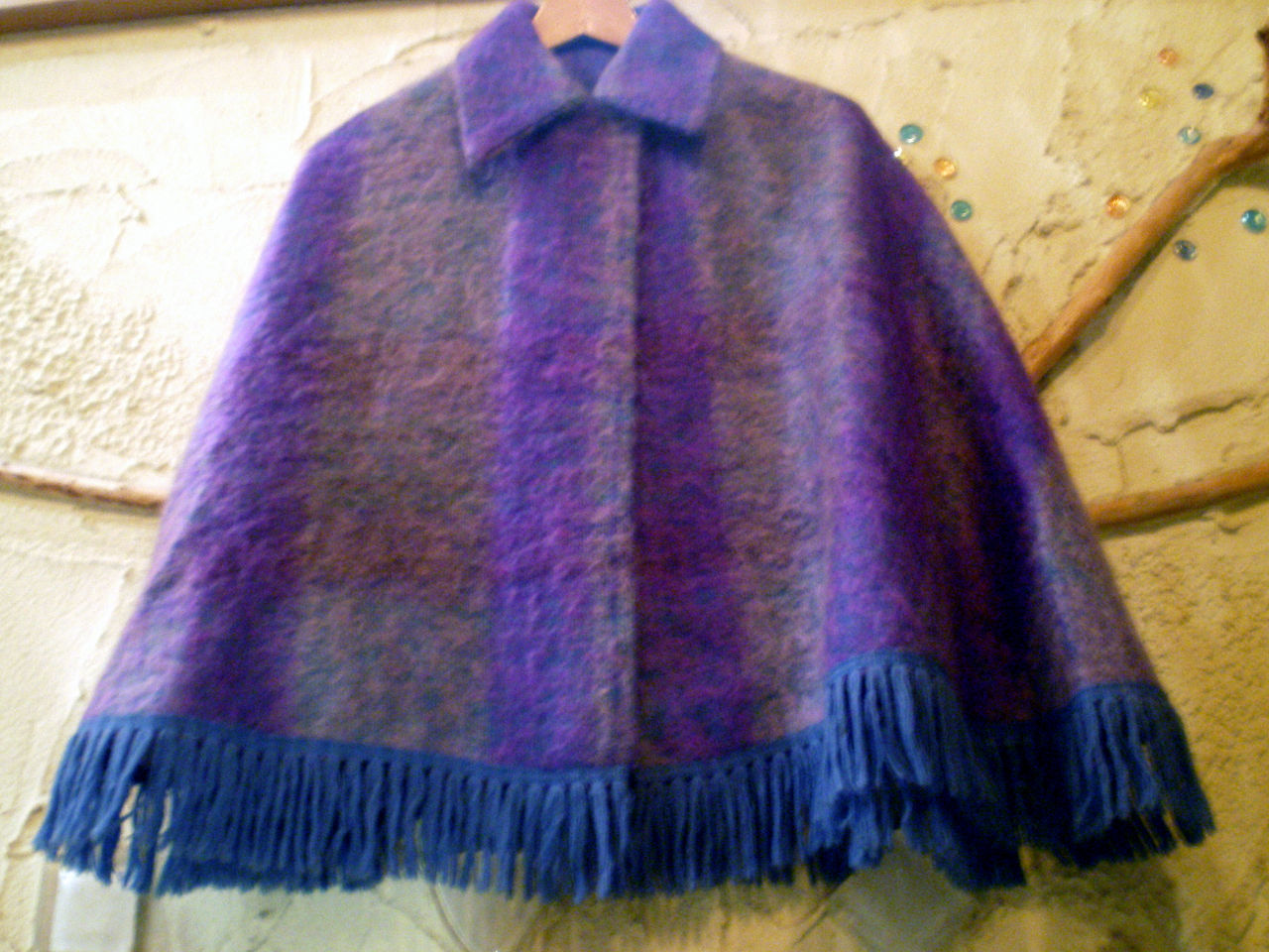 60'sビンテージ古着 スコットランド製 GLEN CREE モヘアポンチョ 60'sビンテージ古着！スコットランド製 GLEN CREE モヘアポンチョ
