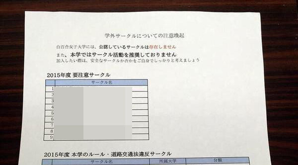 速報 必見 これが大学の 危険 サークルリスト だ 画像あり 早稲田や東大のサークルが名を連ねる 速報ニュースまとめトレ速