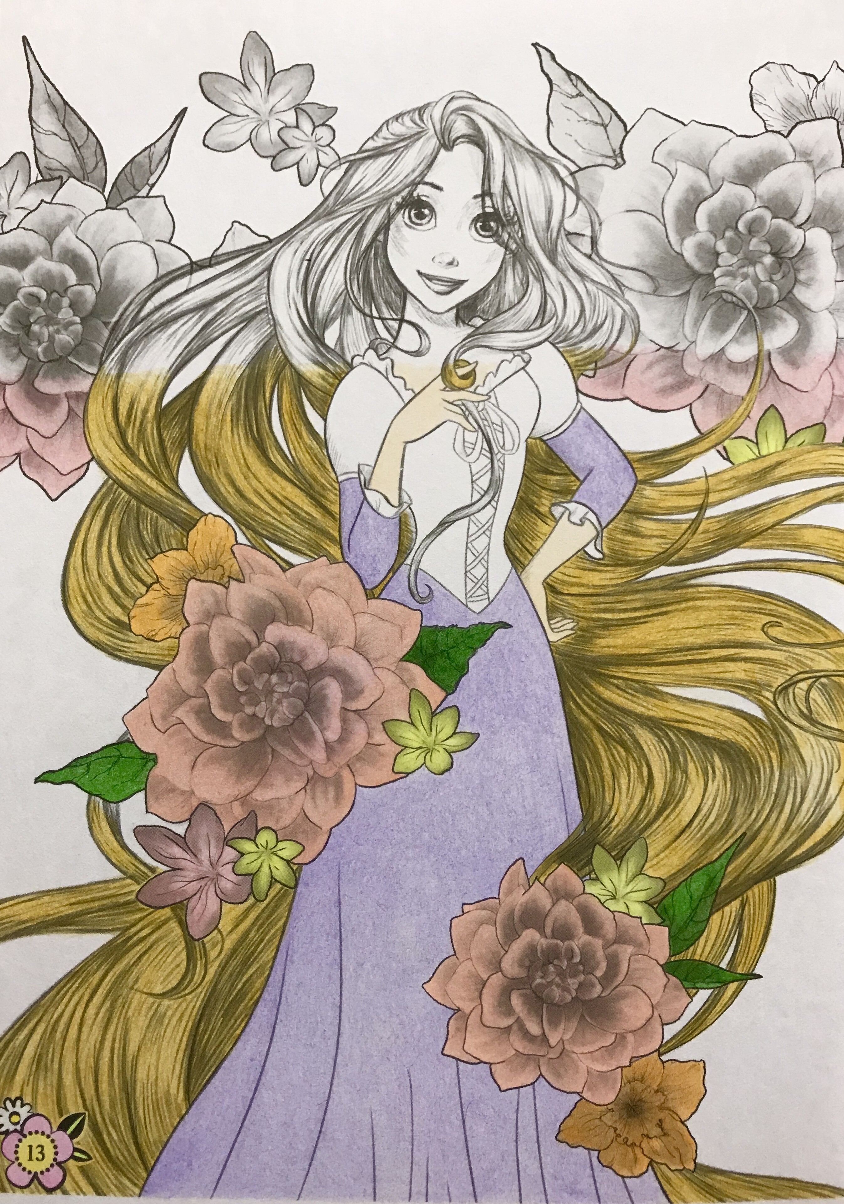 アートぬりえ ラプンツェルより 完成しているイラストを塗るの巻 休日は色鉛筆 アートぬりえ ラプンツェルより 完成しているイラストを塗るの巻 休日は色鉛筆