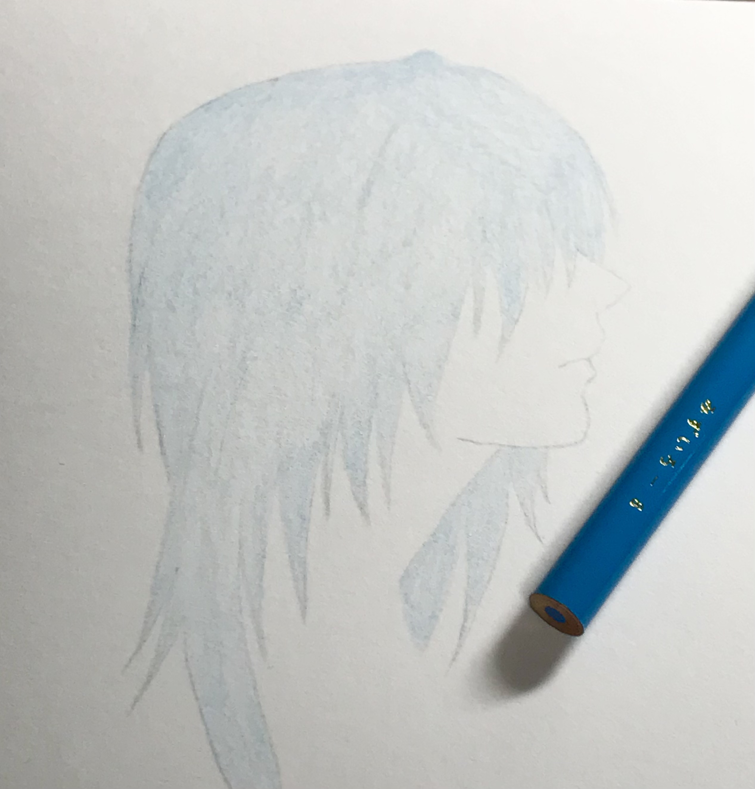 メイキング 色鉛筆で髪の毛 銀髪 を塗るの巻 その2 休日は色鉛筆