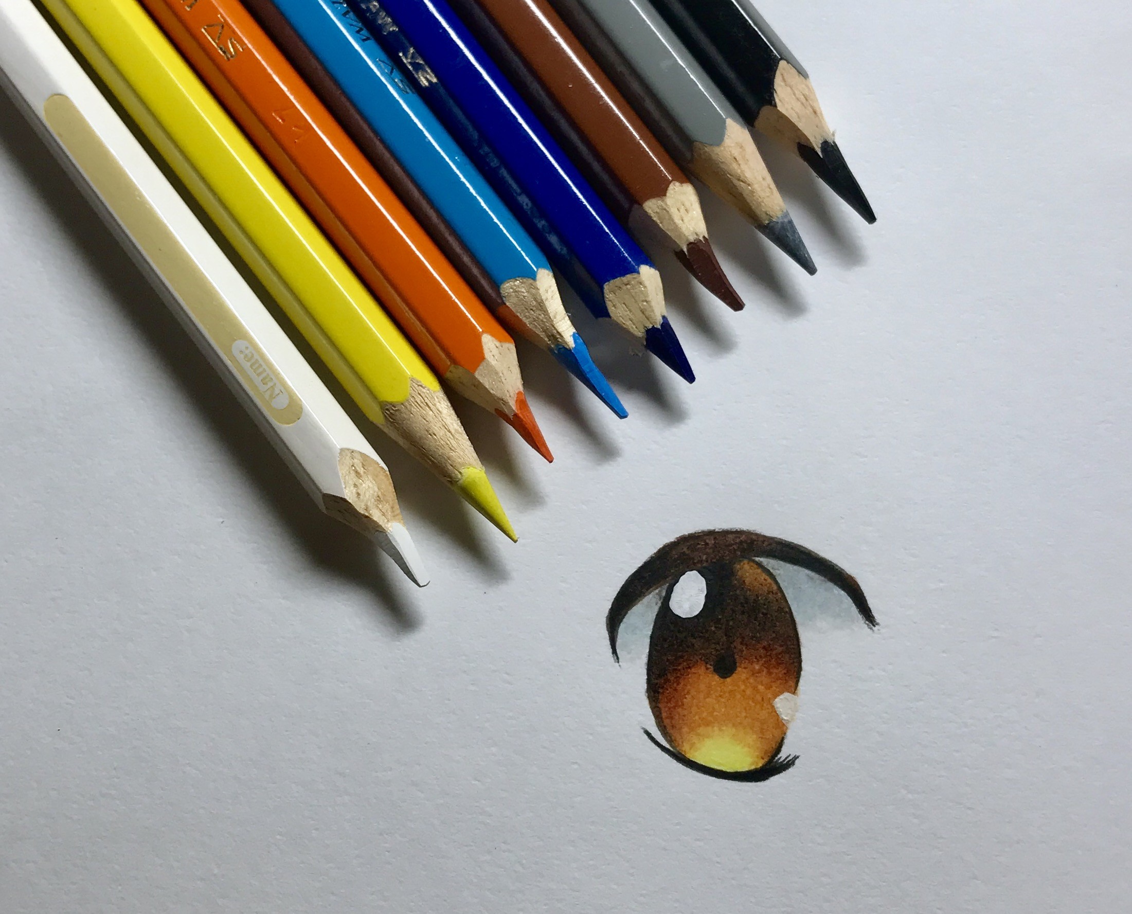 メイキング 色鉛筆で目 茶色 を塗るの巻 休日は色鉛筆