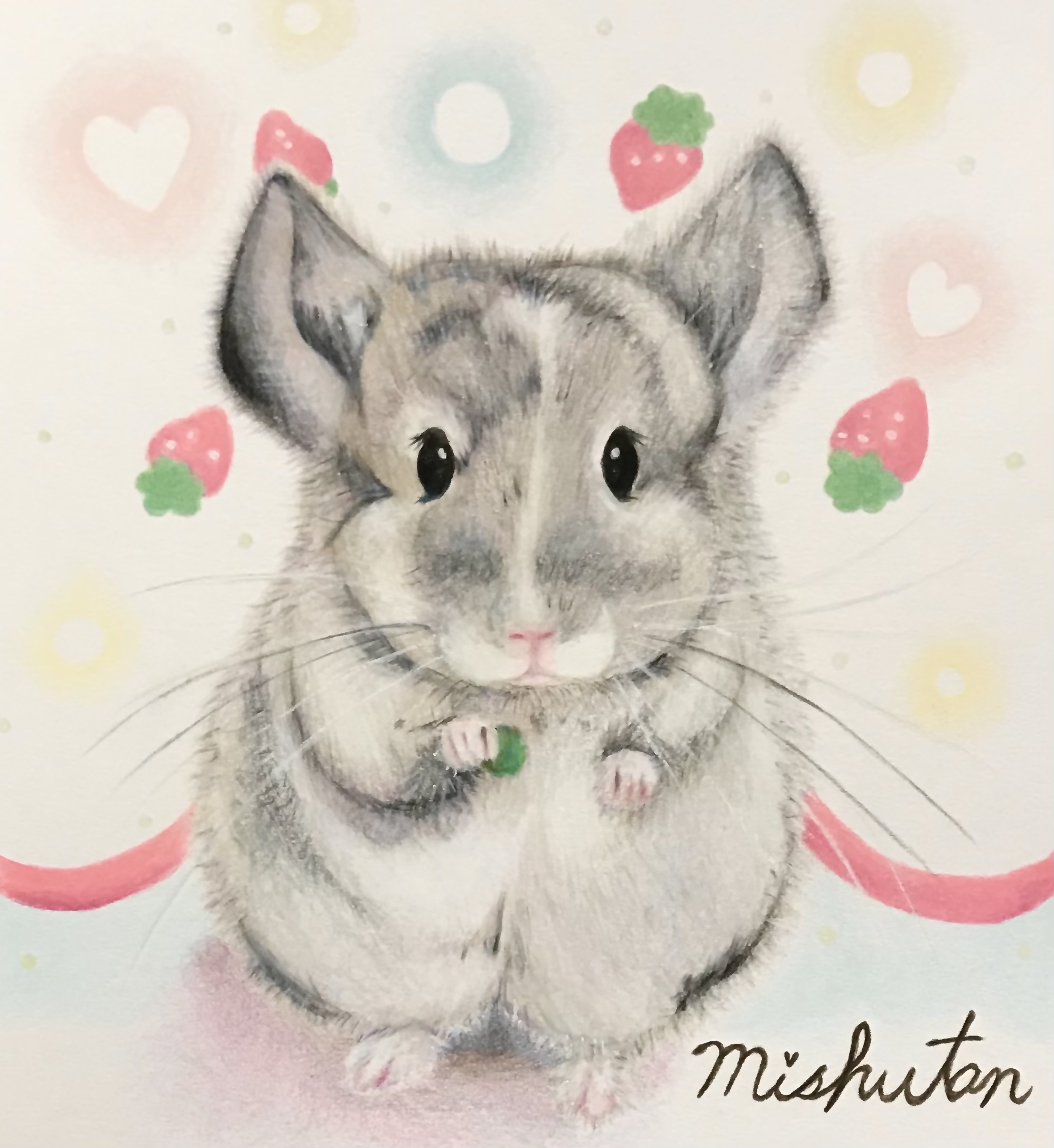 チンチラさんを描かせていただきました 休日は色鉛筆 チンチラさんを描かせていただきました 休日は色鉛筆