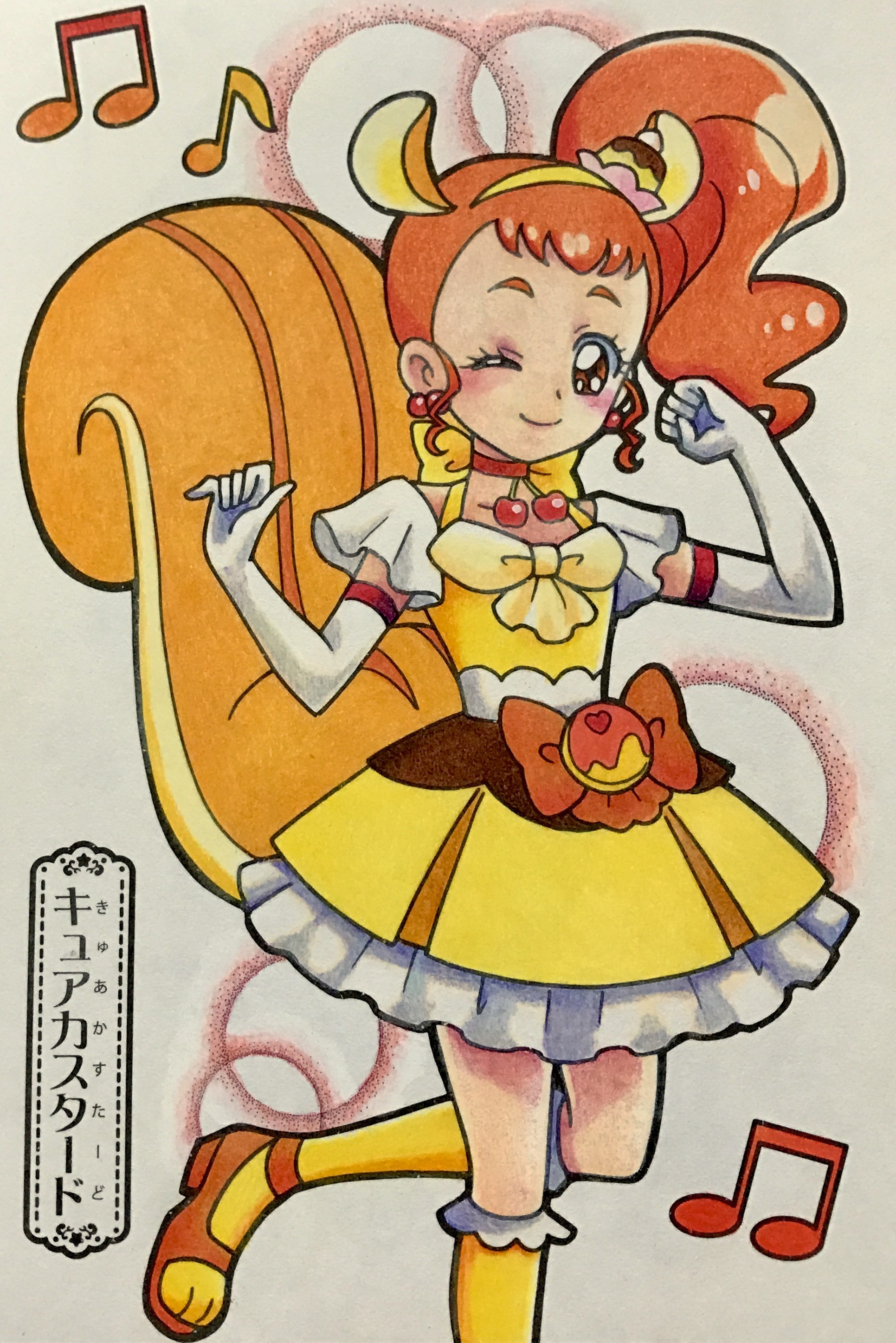 ちっちゃぬりえより キュアカスタード 休日は色鉛筆