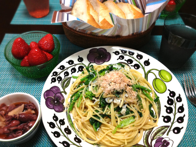 今夜の献立 菜の花とシラスのパスタ 風味絶佳 幸せ日和 今夜の献立 菜の花とシラスのパスタ 風味絶佳 幸せ日和