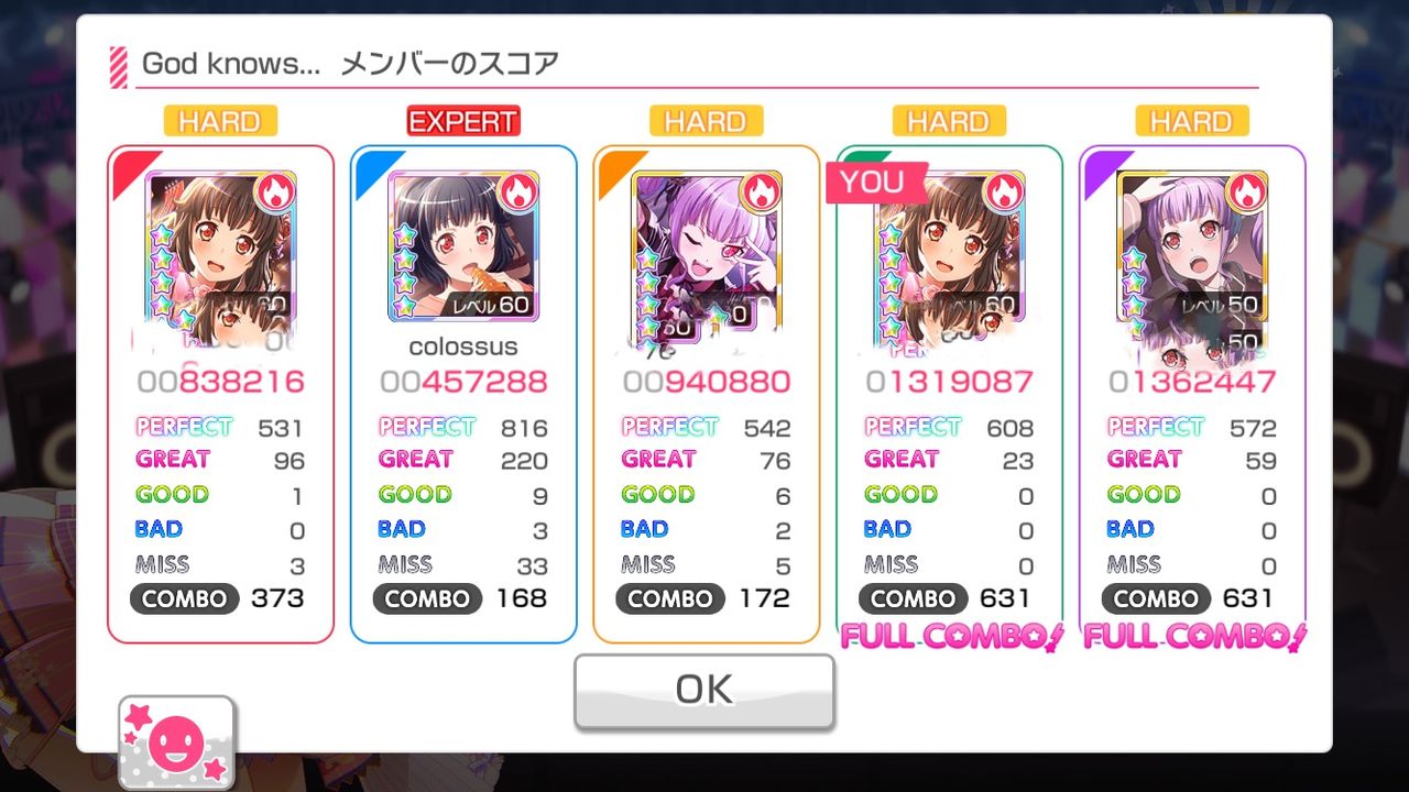 ガルパ God Knowsは即切断安定 ハードですら難しすぎて地雷曲か バンドリまとめ速報 ガルパ God Knowsは即切断安定 ハードですら難しすぎて地雷曲か バンドリまとめ速報