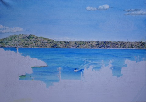 絵画　湖 石川滋彦「山湖風景」油彩<font color=orange>new</font> -探し