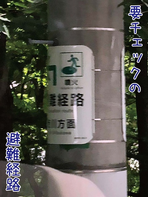 火山用避難経路のサイン