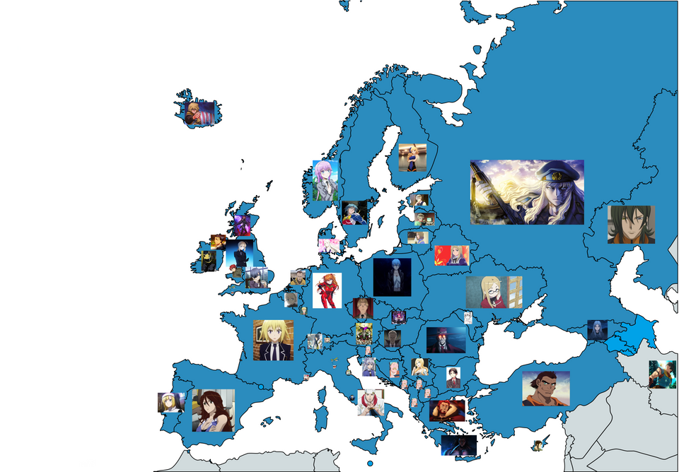 海外 ヨーロッパの地図にそれぞれの国出身のアニメキャラを置いてみた 日本アニメに登場するヨーロッパ各国のキャラに対する海外の反応 すらるど 海外の反応