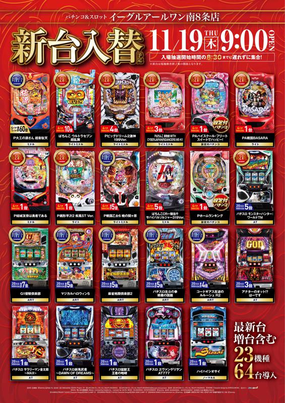 11 19イーグルr 1南8条店 9のつく日 集計結果 札幌 道央スロットアナライズ 11 19イーグルr 1南8条店 9のつく日 集計結果 札幌 道央スロットアナライズ