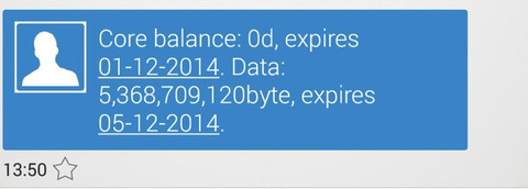 データ通信量残高などが通知される