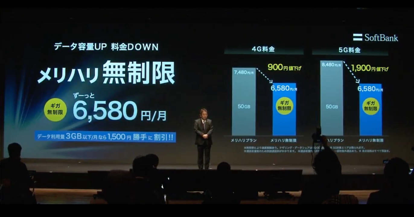 Softbank向け新料金プラン メリハリ無制限 を21年3月に提供開始 月額税抜6580円で 既存のメリハリプランから1900円値下げ S Max