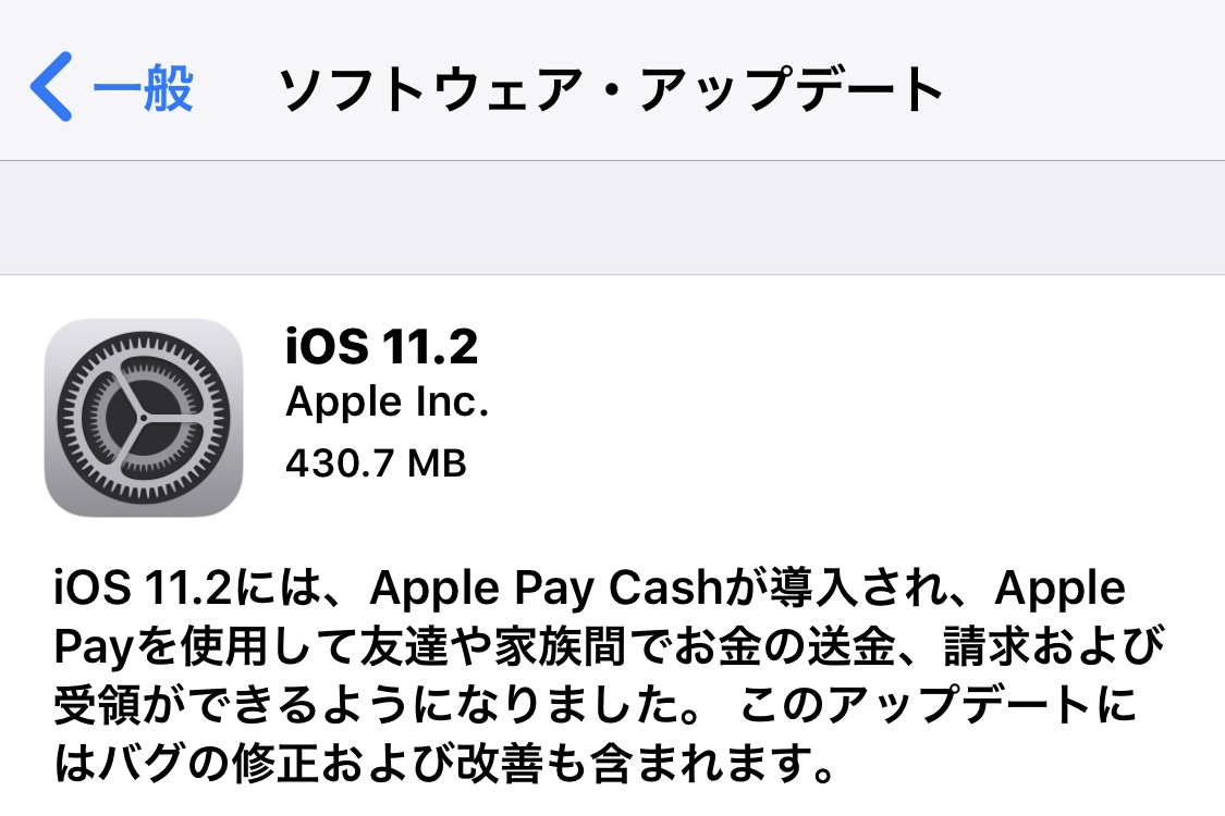 Apple Iphoneやipadなど向け最新プラットフォーム Ios 11 2 を提供開始 再起動が繰り返される不具合の修正や個人間送金サービス Apple Pay Cash 対応など S Max Apple Iphoneやipadなど向け最新プラットフォーム Ios 11 2 を提供開始 再起動が繰り返される不具合の修正や個人間送金サービス Apple Pay Cash 対応など S Max