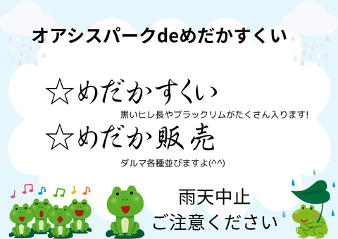 ブルー グリーン シンプル かわいい カエル 傘 注意書き 張り紙 A4文書_20250602_075652_0000