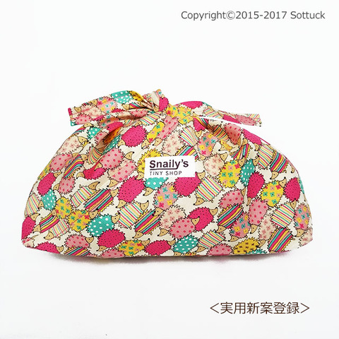 あづま袋ハリネズミピンク正面