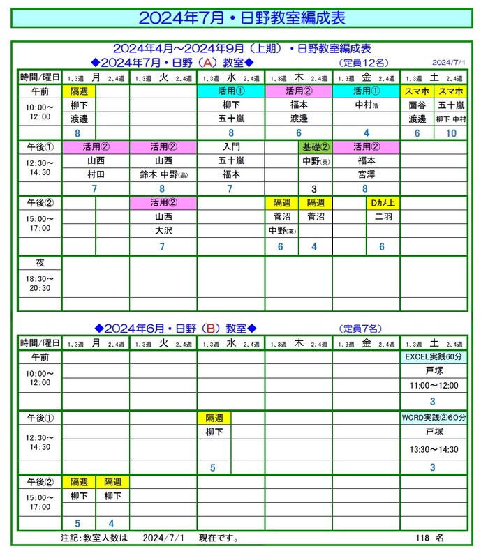 2407編成表