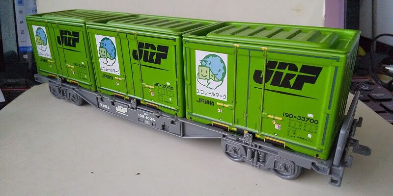 コンテナ缶、大小、コキ106形式 楽天市場】ミニチュア コキ106形式 手すり付 5.9×27.1×高さ3.7cm (100