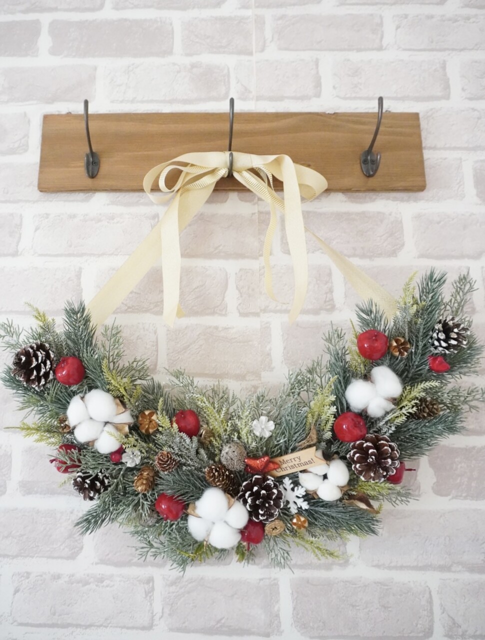 リンゴのクリスマスリース 三日月リース 【クリスマスリース】三日月型