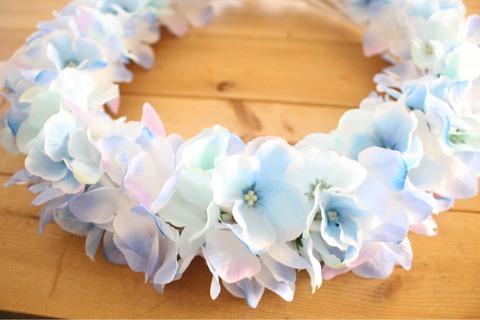 紫陽花リース あじさい フェイクダイソー 100均 100円