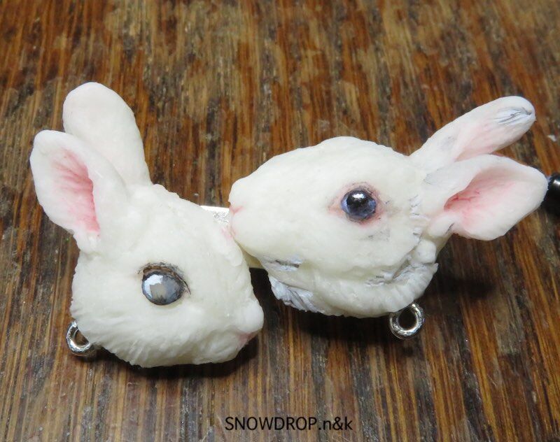 うさぎのブローチ、チョコちゃんとチロちゃん。（その1） : SNOWDROP