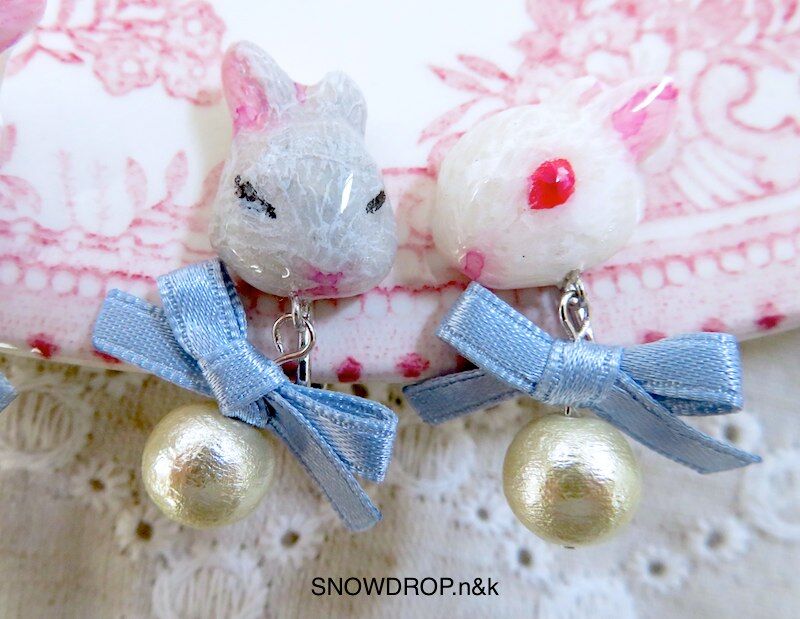 うさぎのイヤリング、ブローチ。 : SNOWDROP.n&kのサクサク日記