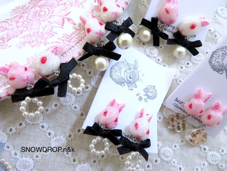 うさぎのイヤリング、ブローチ。 : SNOWDROP.n&kのサクサク日記