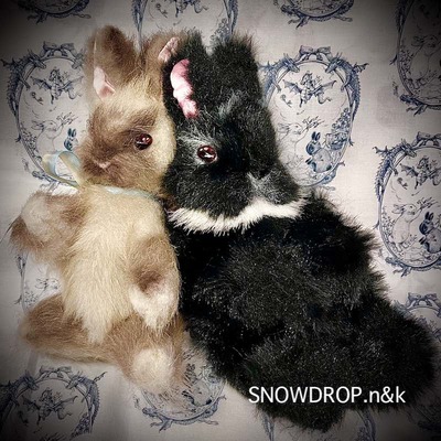 黒いうさぎのれおんくん便のお話 うさぎのぬいぐるみ : SNOWDROP.n&kの