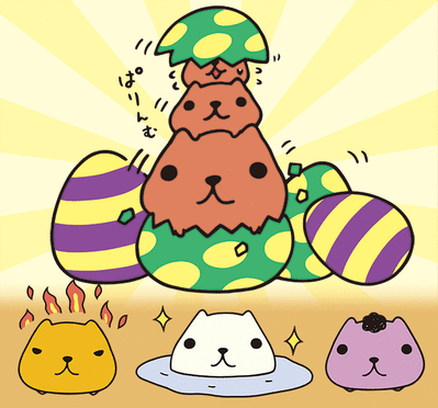 【パズドラ】「カピバラさん」コラボのキャラクター画像 / 感謝祭でカオスデビルドラゴンと記念撮影！！