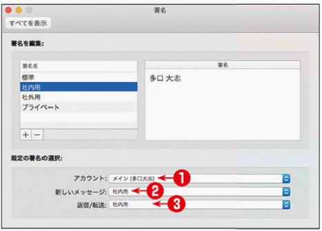 既定の署名を設定する