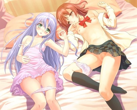 （二次エロ画像）パンツ片がけしてエッチに興奮してる女の子の二次エロ画像まとめ 26