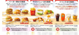 マクドナルド：食事券 2025年12月権利(2702)