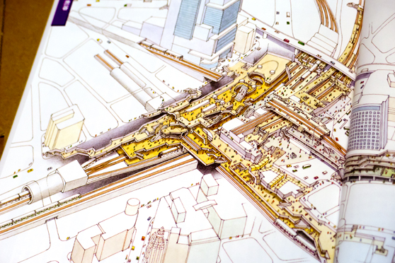 カジュアル地下 の記事書きました 首都東京 ターミナル駅断面透視図 住宅都市整理公団 別棟