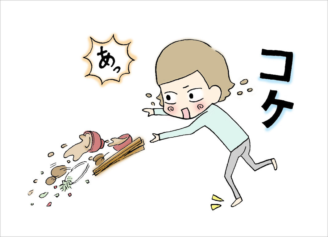 お盆を持ったままつまずいて、こけてしまう お盆を持ったままつまずいて、こけてしまう