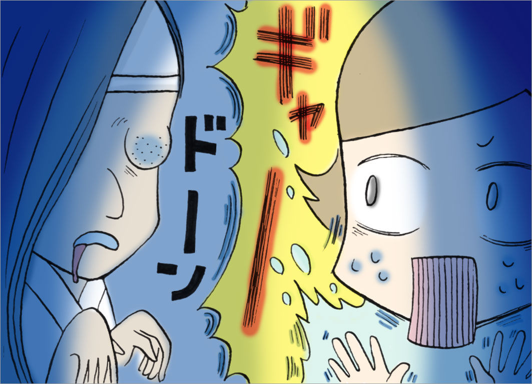 お化け登場で驚いてしまう お化け登場で驚いてしまう