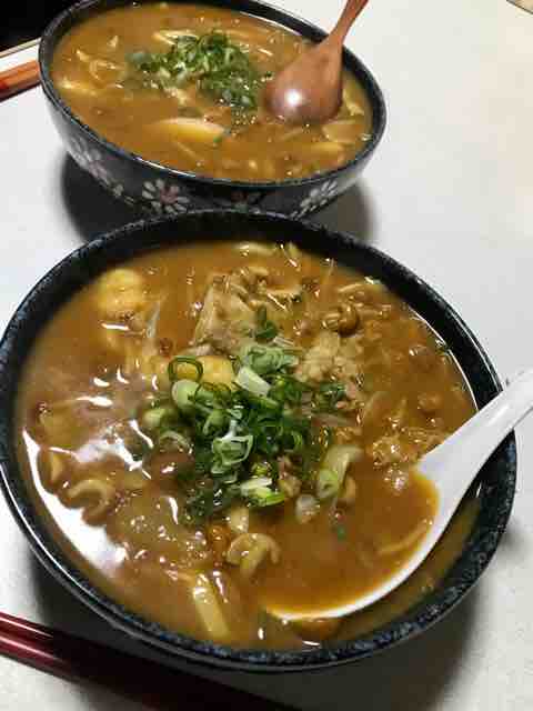 実家で母のカレーうどん