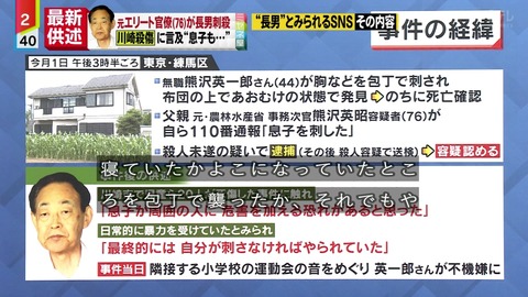 元農水事務次官 熊沢英昭 長男刺殺事件について