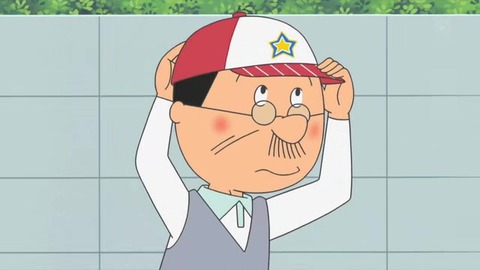 サザエさん『パパとお父さん』ワカメと散歩で帽子をかぶる波平