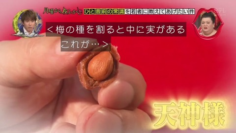 梅干の種 中に「天神」