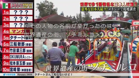 「陸海空 地球征服するなんて」メキシコ 有名 日本人