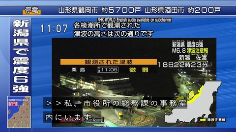 NHK村上支局 NHK職員 さとうこうへい さん 新潟地震中継　