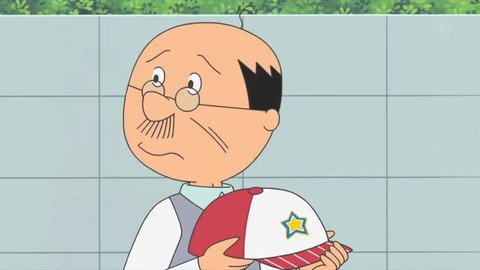 サザエさん『パパとお父さん』ワカメと散歩で帽子をかぶる波平